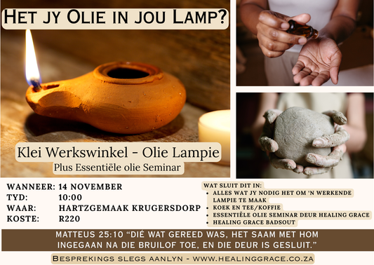 Olie Lampie Klei Werkswinkel en Essentiële Olie Seminar