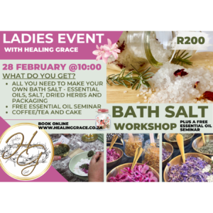 BATH SALT and Essential Oil Workshop 28 Feb 2026